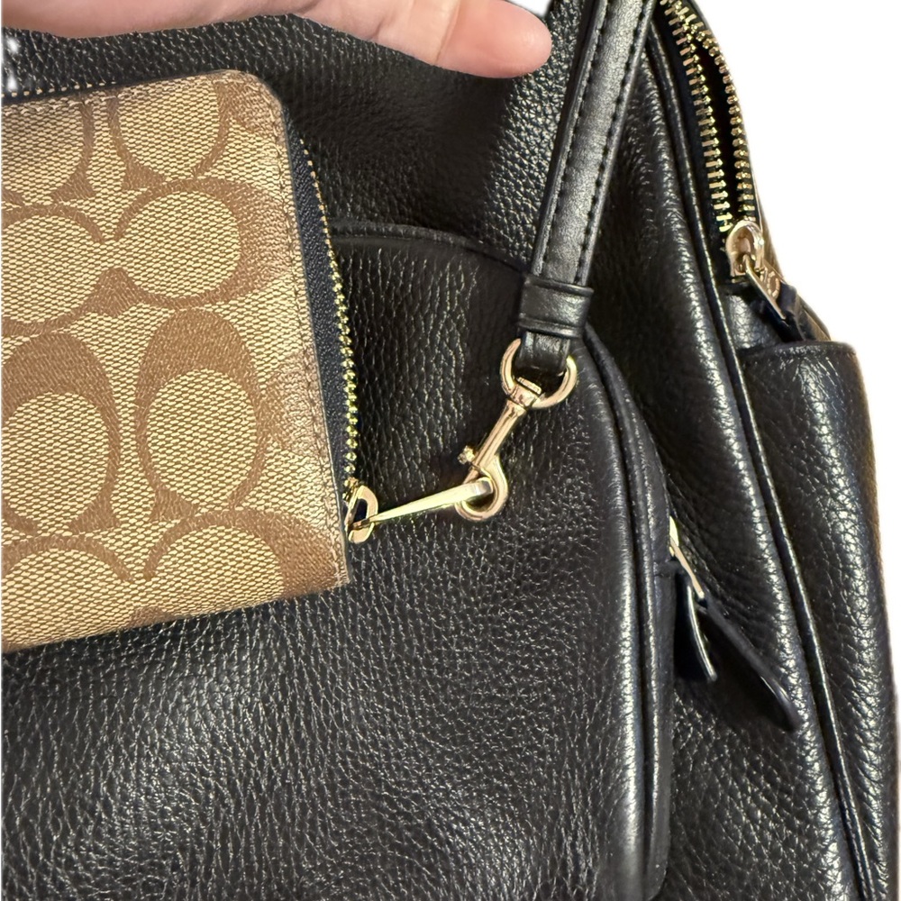Coach Black Leather Backpack with Gold Hardware